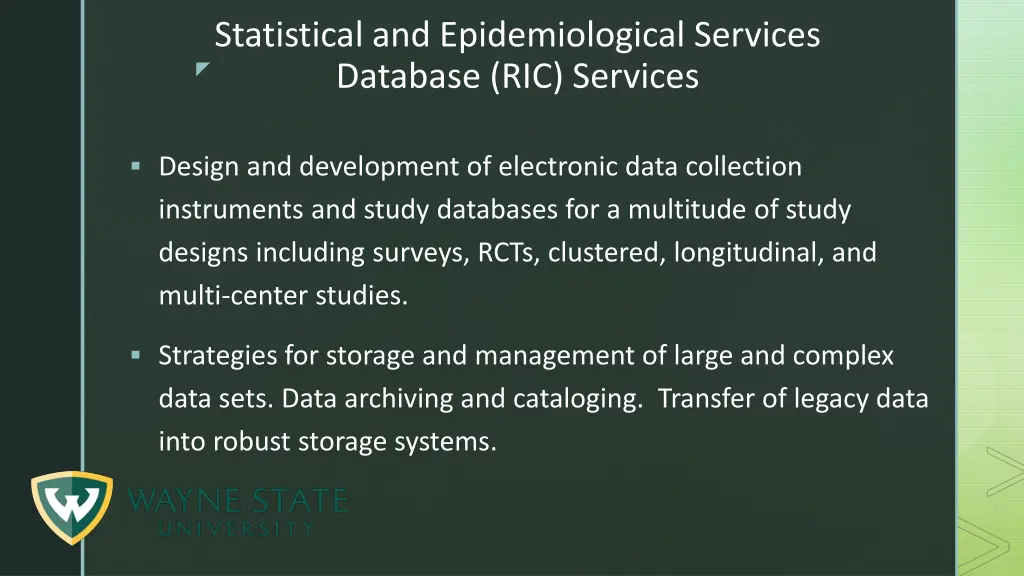 statistical and epidemiological services database