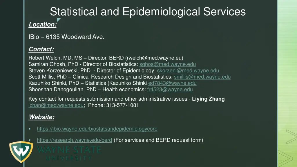 statistical and epidemiological services location