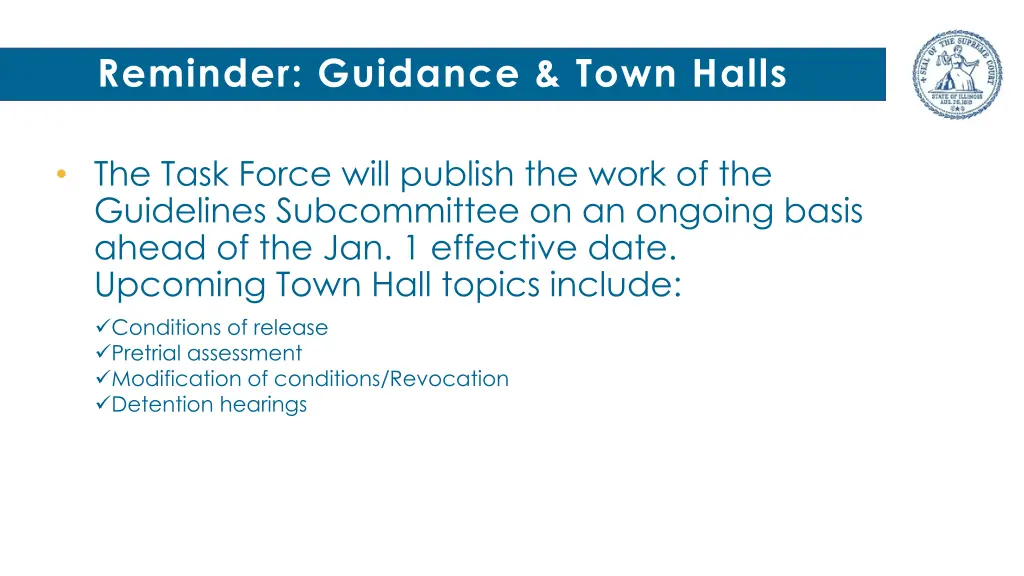 reminder guidance town halls