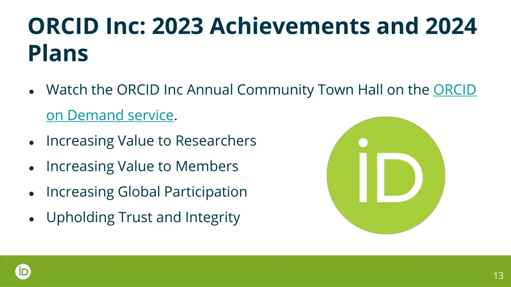 orcid inc 2023 achievements and 2024 plans