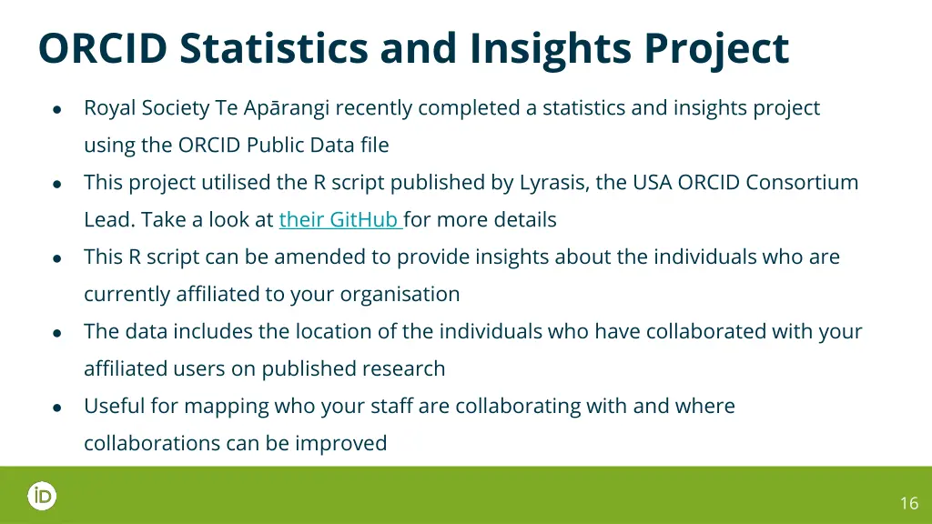 orcid statistics and insights project