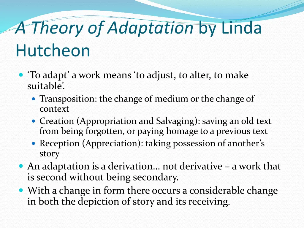 a theory of adaptation by linda hutcheon