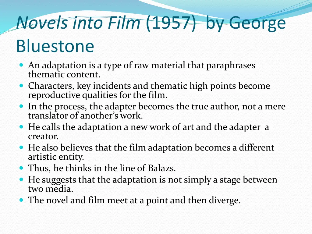 novels into film 1957 by george bluestone