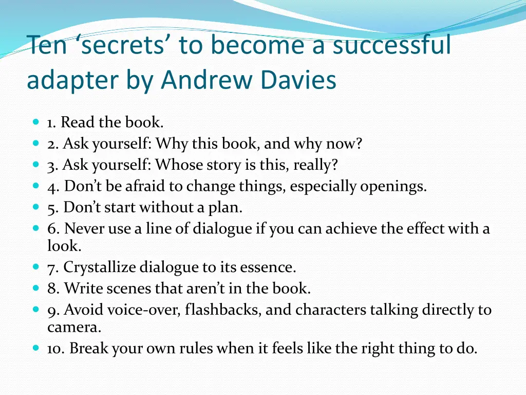 ten secrets to become a successful adapter