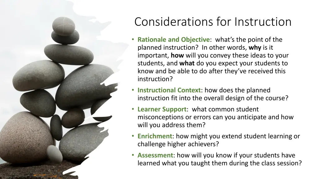 considerations for instruction