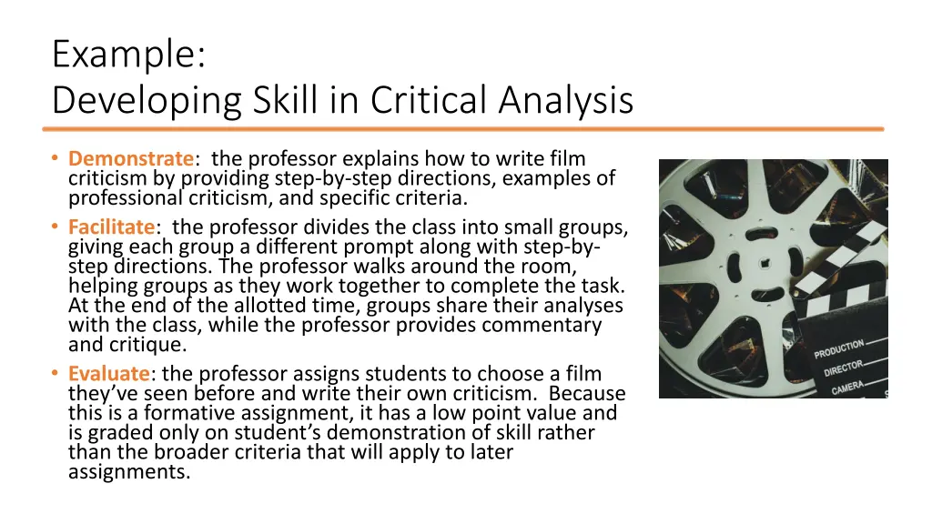 example developing skill in critical analysis