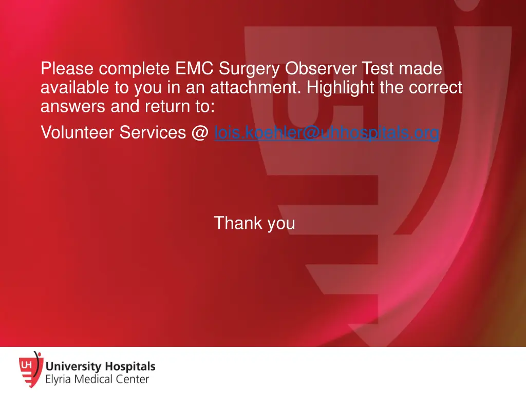 please complete emc surgery observer test made