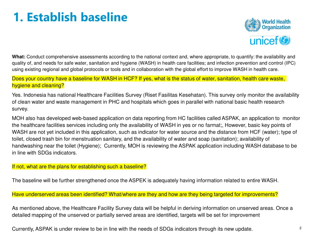 1 establish baseline