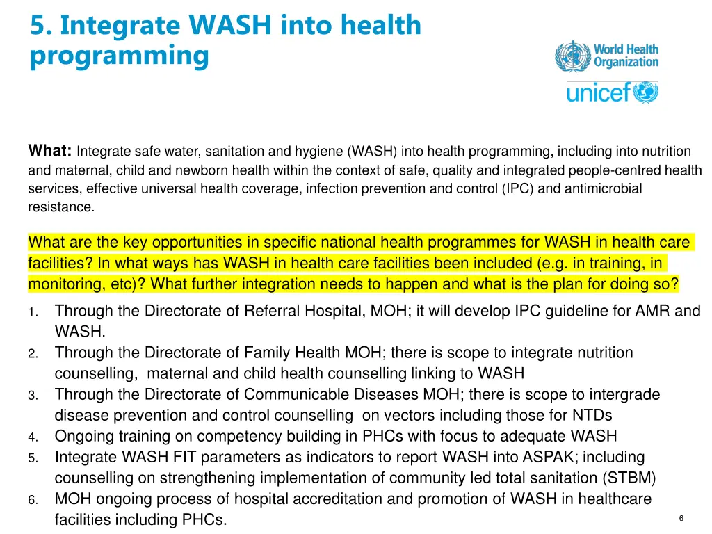 5 integrate wash into health programming