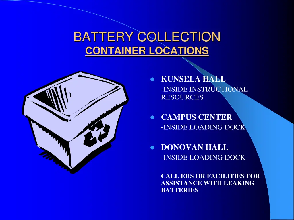 battery collection container locations