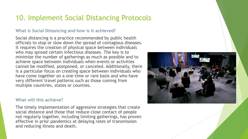 10 implement social distancing protocols 1