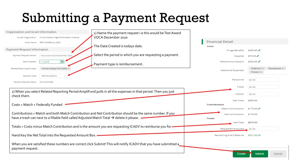 submitting a payment request