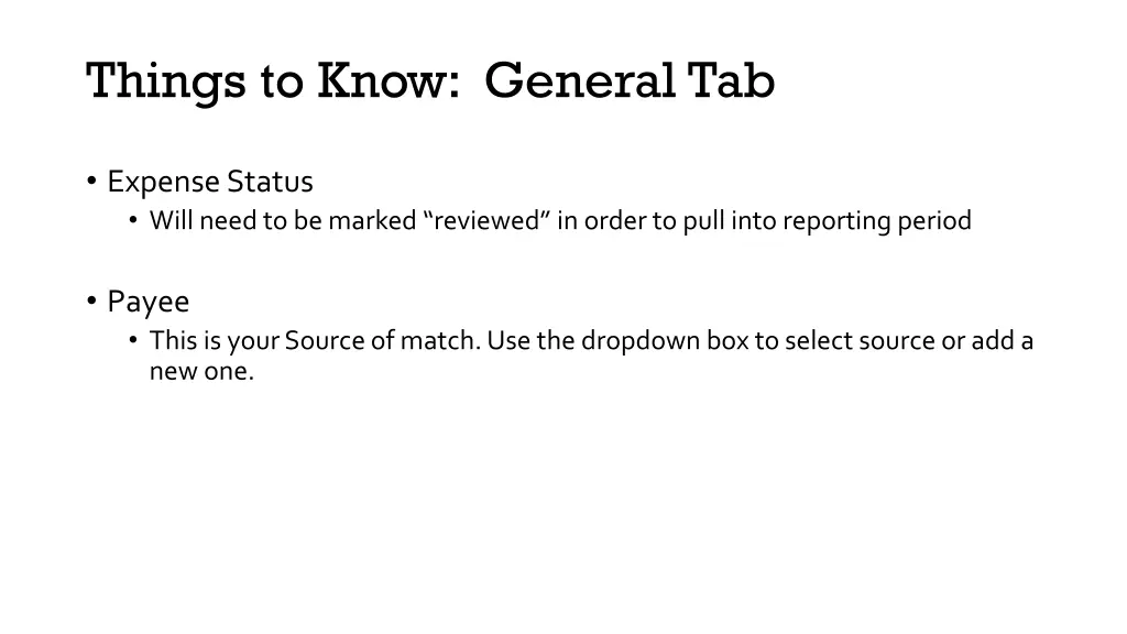 things to know general tab 1