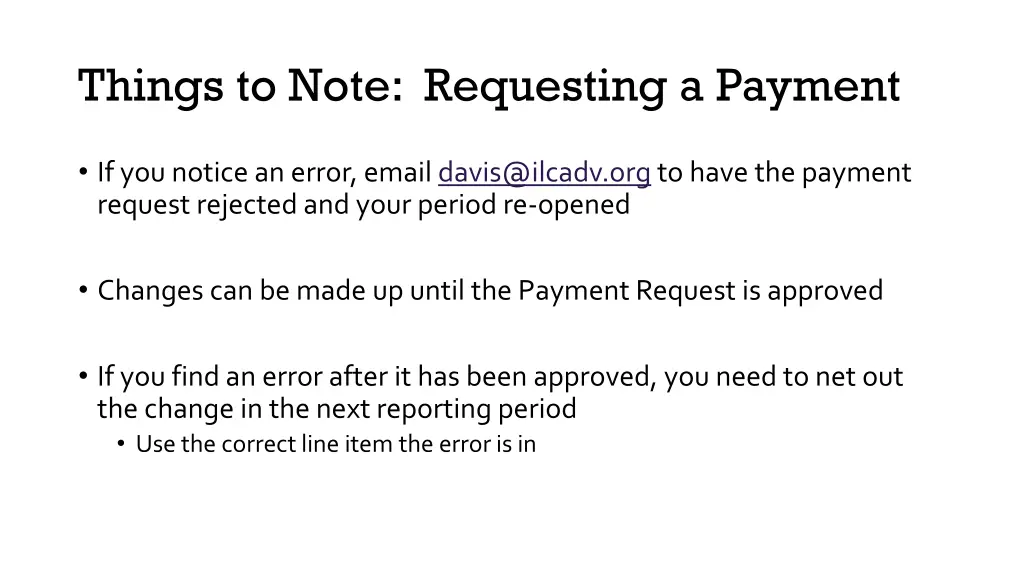 things to note requesting a payment