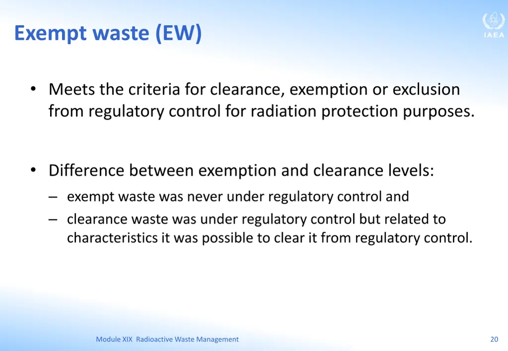 exempt waste ew