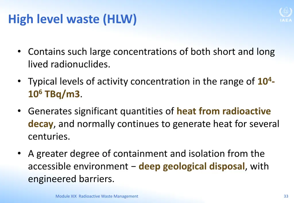 high level waste hlw