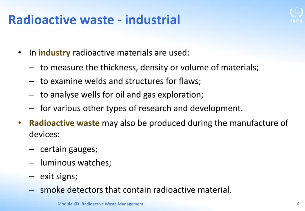 radioactive waste industrial