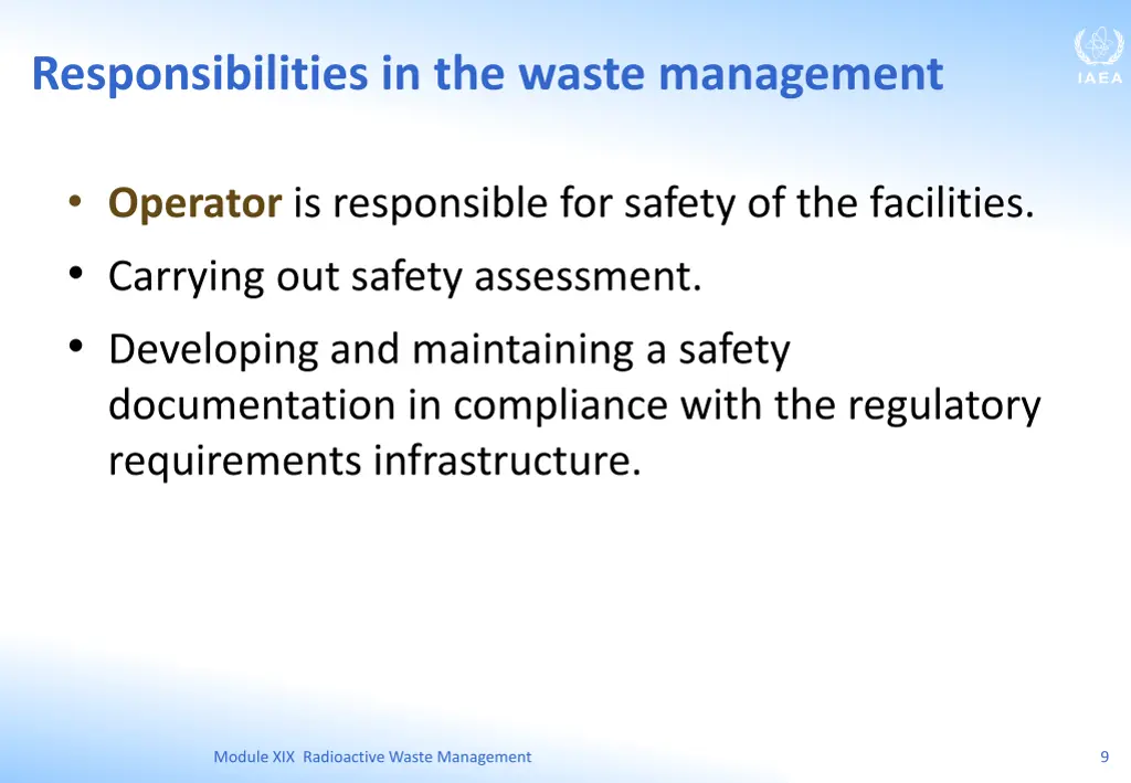 responsibilities in the waste management