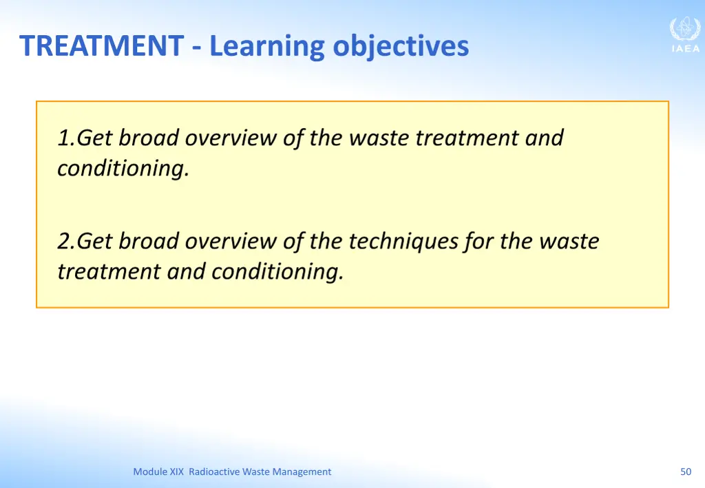 treatment learning objectives