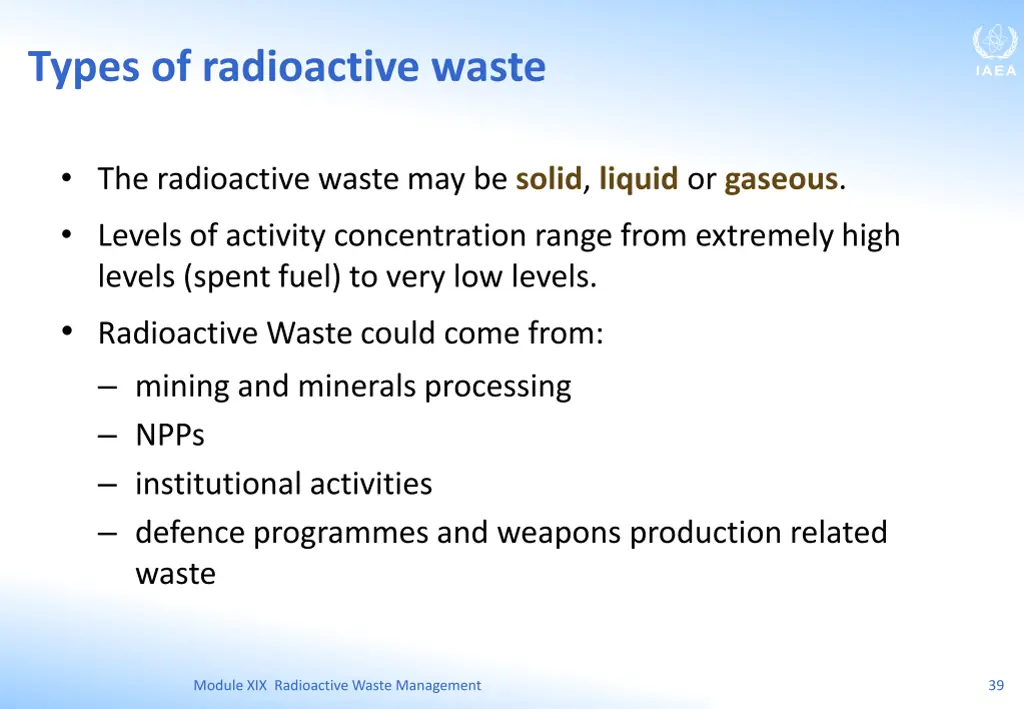 types of radioactive waste