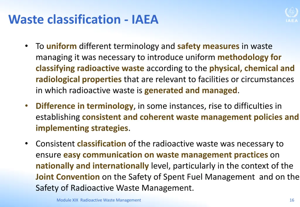 waste classification iaea