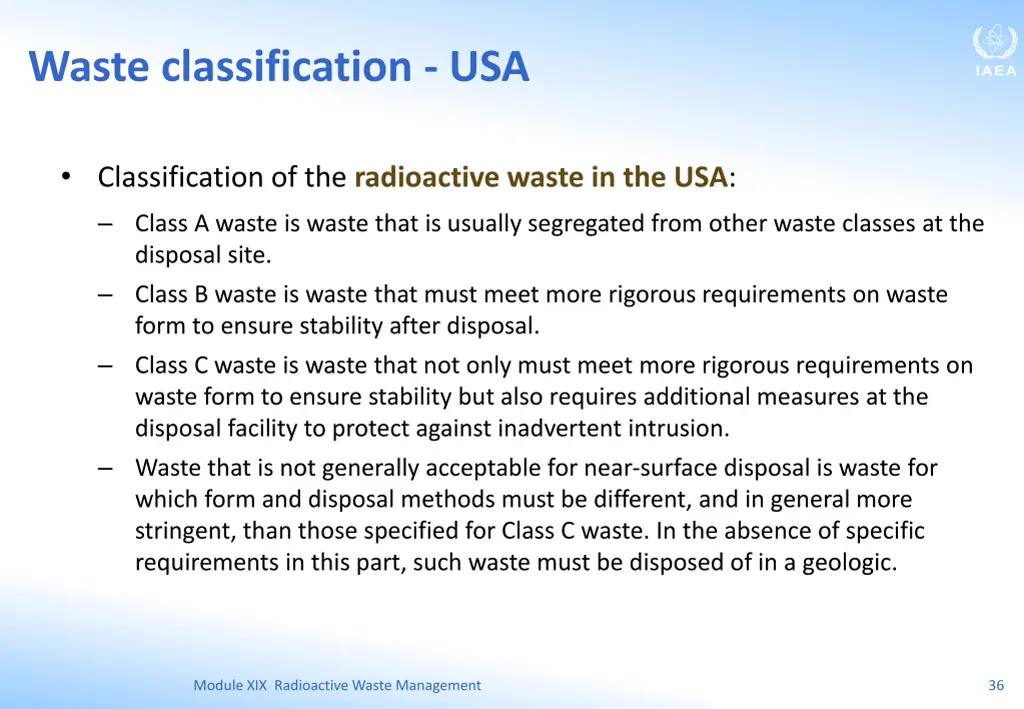 waste classification usa