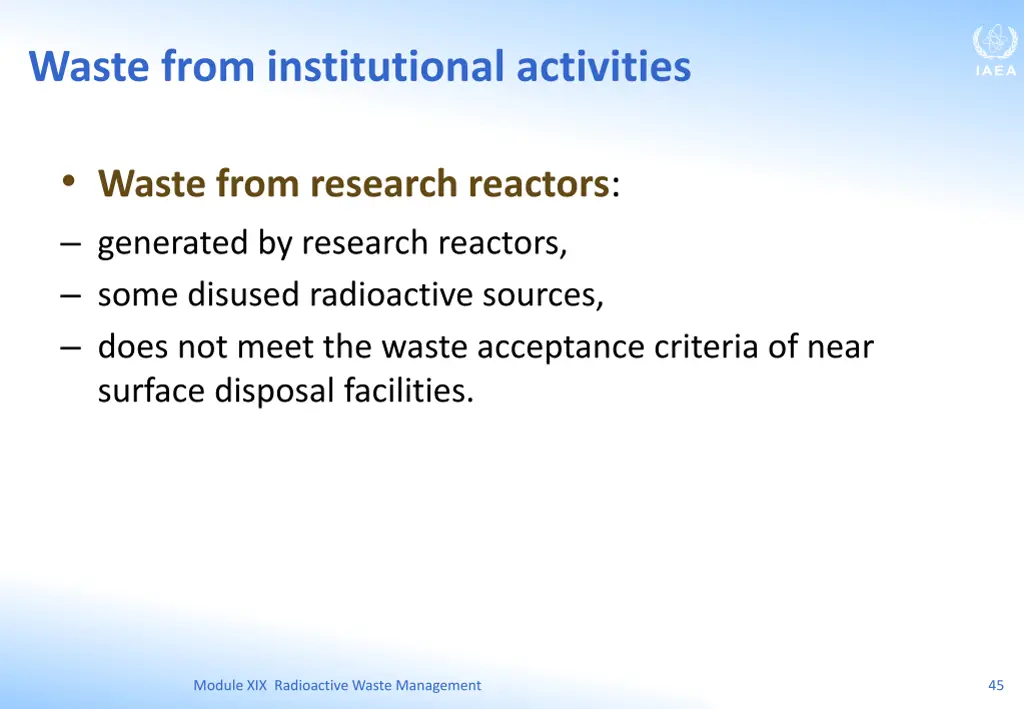 waste from institutional activities