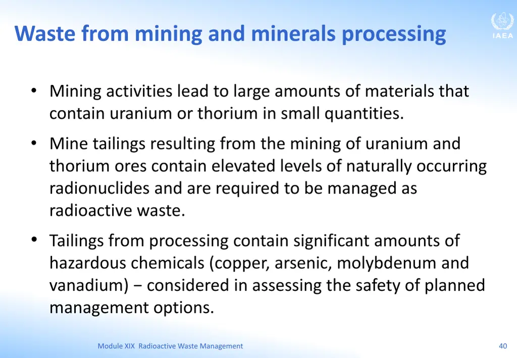 waste from mining and minerals processing