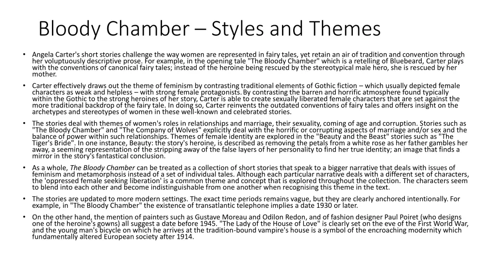 bloody chamber styles and themes