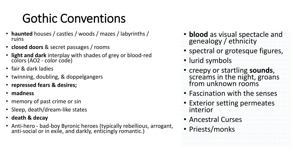 gothic conventions gothic conventions