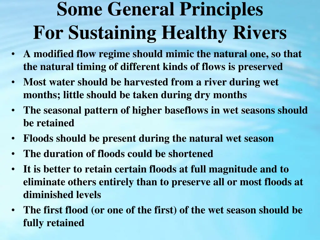 some general principles for sustaining healthy