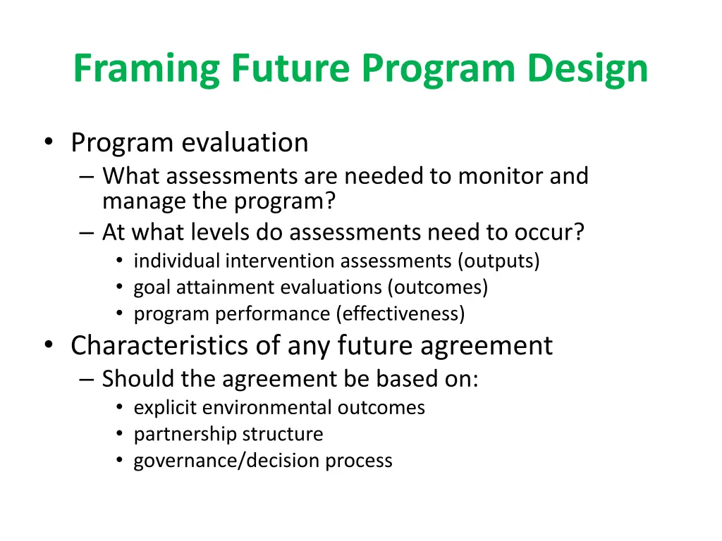 framing future program design 1