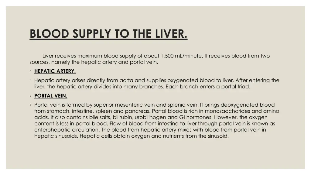 blood supply to the liver