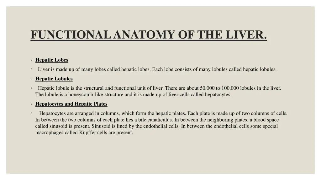 functional anatomy of the liver