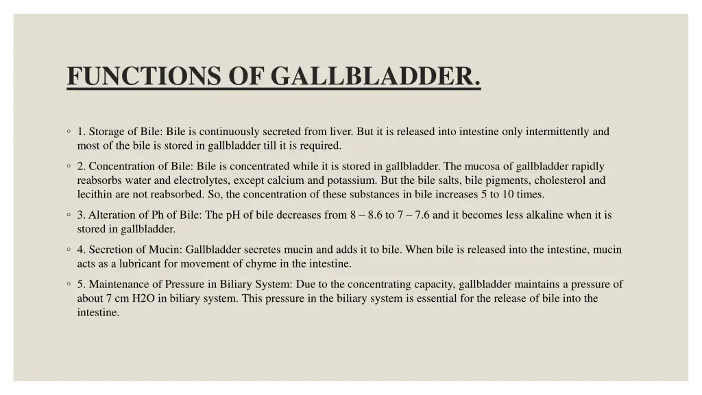 functions of gallbladder