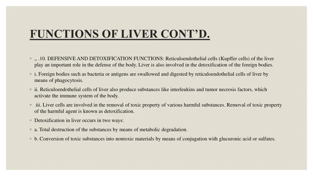 functions of liver cont d