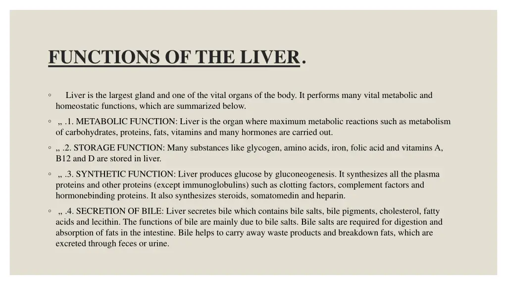 functions of the liver