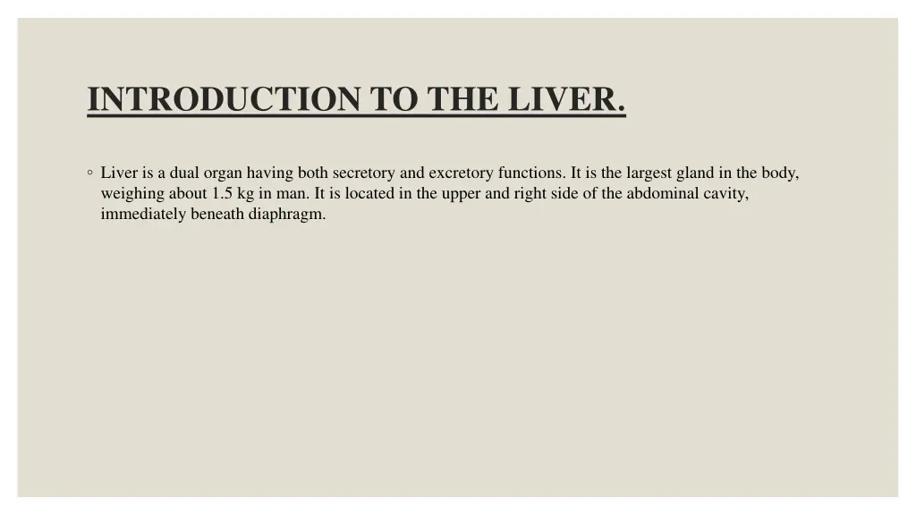 introduction to the liver