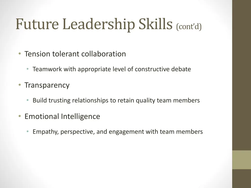 future leadership skills cont d