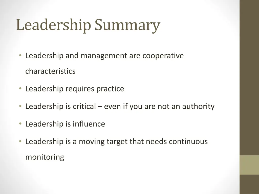 leadership summary