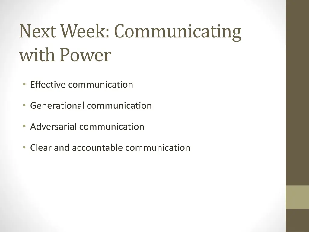 next week communicating with power