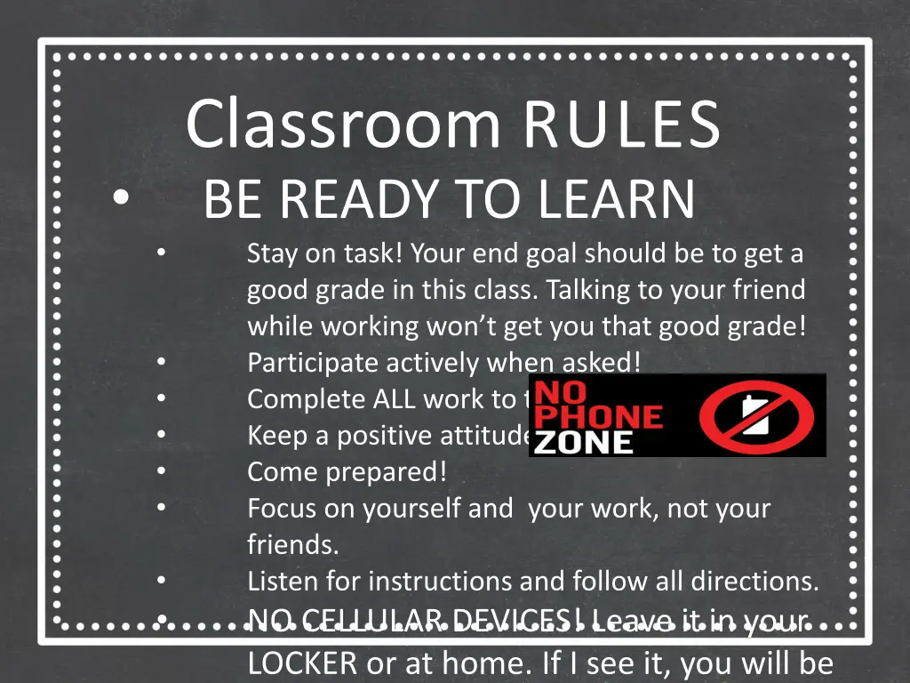 classroom rules be ready to learn stay on task