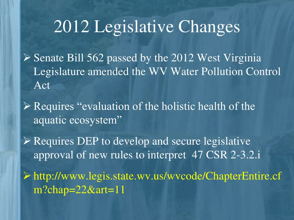 2012 legislative changes