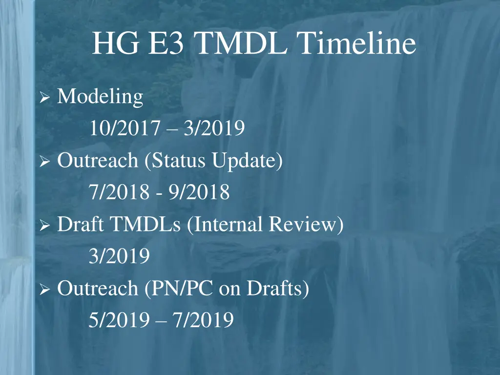 hg e3 tmdl timeline