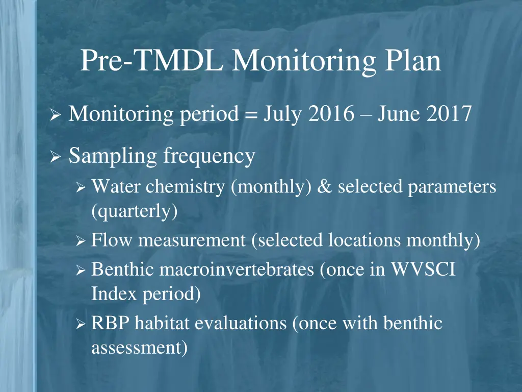 pre tmdl monitoring plan 1