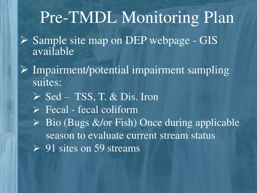 pre tmdl monitoring plan 2