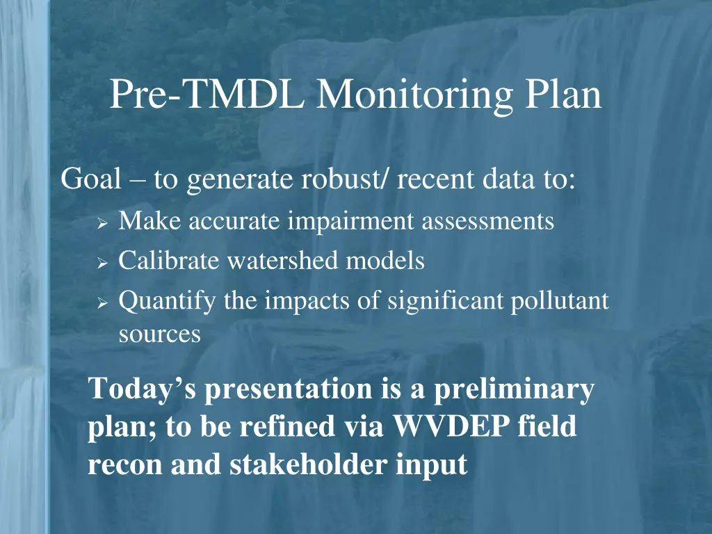 pre tmdl monitoring plan