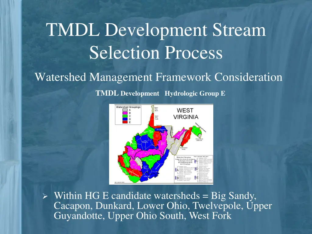 tmdl development stream selection process