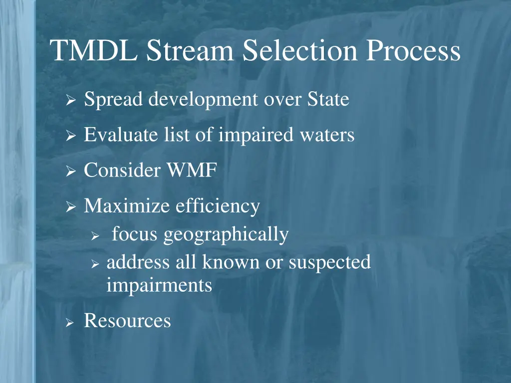 tmdl stream selection process