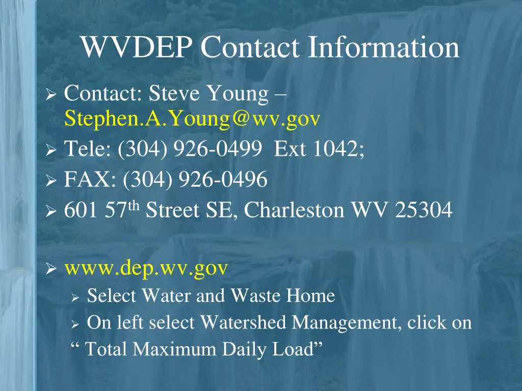 wvdep contact information